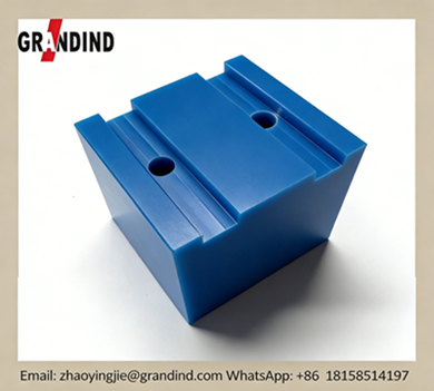 Componente estructural de plástico de nailon azul mecanizado CNC